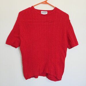 Pendleton Women's Petite Large Red 100% Cotton Short Sleeve Knitted Blouse